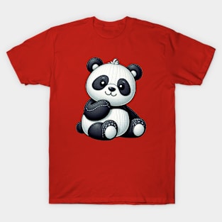 A cute panda in the style of a stitched toy T-Shirt